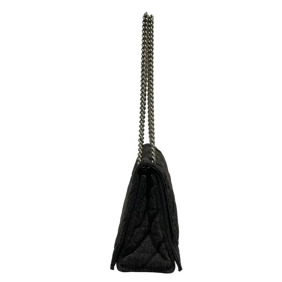 BALENCIAGA Crush Medium Black Denim Shoulder Bag - Picture 2 of 16